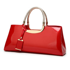 Women's Glossy Patent Leather Handbag Wedding Bag with Multiple Internal Pockets in Pretty Colors