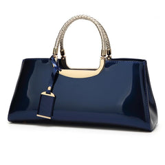 Women's Glossy Patent Leather Handbag Wedding Bag with Multiple Internal Pockets in Pretty Colors