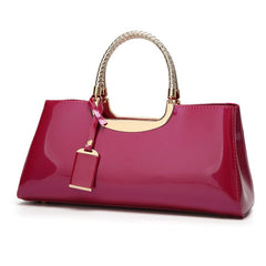 Women's Glossy Patent Leather Handbag Wedding Bag with Multiple Internal Pockets in Pretty Colors