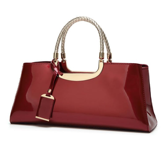 Women's Glossy Patent Leather Handbag Wedding Bag with Multiple Internal Pockets in Pretty Colors