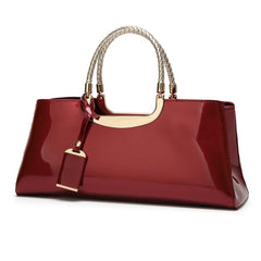 Women's Glossy Patent Leather Handbag Wedding Bag with Multiple Internal Pockets in Pretty Colors