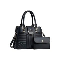 Xshe Pack of 2 Women's Handbag and Clutch Elegant Shoulder Bag with Matching Wallet | Tote with Stylish Buckle & Stitch Design