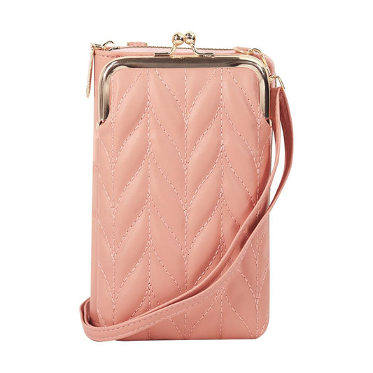 Women's Mobile Phone Bag Single Zipper Shoulder Crossbody Bag Multifunctional Shoulder Bag Fashion Pink Vertical Wallet Large Quantity Preferential
