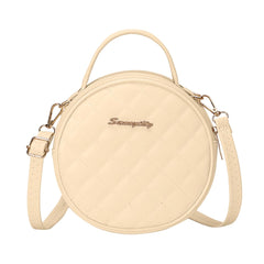 Women's White Retro Small Round Bag Women's One-Piece Embroidered Crossbody Bag