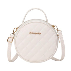 Women's White Retro Small Round Bag Women's One-Piece Embroidered Crossbody Bag