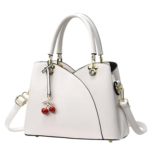 Xshe Women's Handbag with Zipper Closure Stylish Shoulder & Crossbody Bag with Cherry Charm