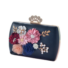 Women's Floral Clutch Bag with Chain Strap, Flower Design Bridal Bag Party, Wedding Bag