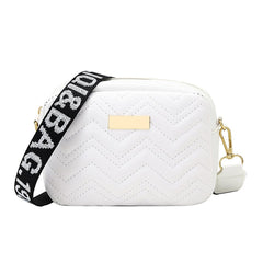 Women's Printed White Shoulder Strap Crossbody Small Square Bag Avy Pattern Embroidered