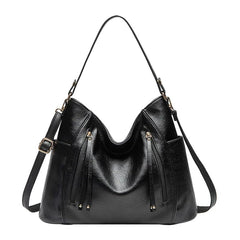 Women's Shoulder Leather Crossbody Tote Bag with Multiple Internal Pockets in Pretty Color