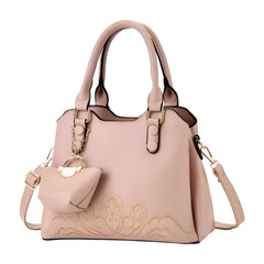 Xshe 2 Piece Women's Western-Style Embroidered Handbags With mini pouch, Shoulder & Messenger Bag for Daily Use