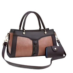 Xshe Women's Handbag and Wallet Set Stylish Shoulder Bag with Contrast Color Stitching, Zipper Buckle Closure Daily Use Fashion Purse