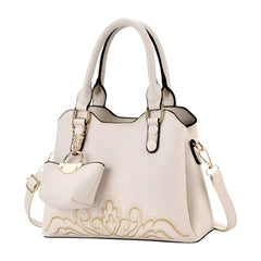 Xshe 2 Piece Women's Western-Style Embroidered Handbags With mini pouch, Shoulder & Messenger Bag for Daily Use