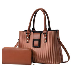 Xshe Pack of 2 Women's Handbag and Clutch Set, Shoulder Bag with Matching Wallet | Macaron-Inspired Stylish Daily Tote