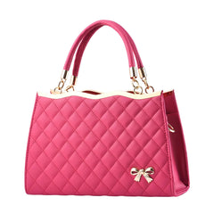 Xshe Women's Handbag with Bow Detail Elegant Shoulder Bag with Zipper Closure & Multiple Pockets