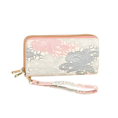 Xshe Women's Zip-Around Wallet with Flower Pattern, Card and Coin Holder