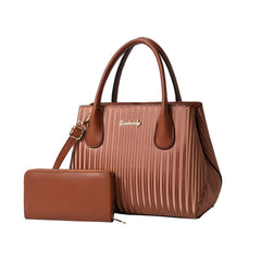 Xshe Pack of 2 Women's Handbag and Clutch Set Stylish Contrast Color Shoulder & Messenger Bag | Elegant Macaron Stitching Design