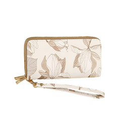 Xshe Women's Zip-Around Wallet with Flower Pattern, Card and Coin Holder