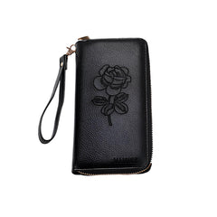 Xshe Women's , Zip-Around Wallet with Rose Flower Pattern, Card and Coin Holder
