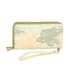 Xshe Women's Zip-Around Wallet with Flower Pattern, Card and Coin Holder