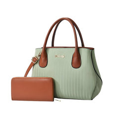 Xshe Pack of 2 Women's Handbag and Clutch Set Stylish Contrast Color Shoulder & Messenger Bag | Elegant Macaron Stitching Design