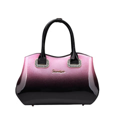 Xshe Women Glossy Ombre Handbag – Elegant & Versatile Tote for Middle-Aged with Sparkling Accents