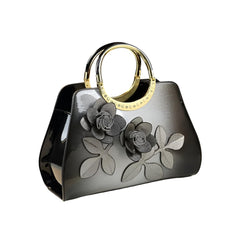 Xshe Women's Dumpling Handbag – Floral Accent Soft Tote with Zipper Closure & Elegant Daily Shoulder Bag