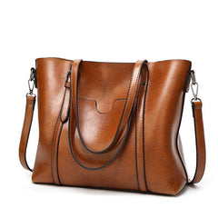 Women's Shoulder Leather Crossbody Tote Bag with Multiple Internal Pockets in Pretty Color