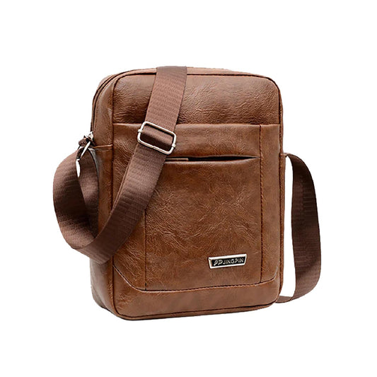 Men's Bag Large Capacity Single Shoulder Bag Pu Leather Business Crossbody Bag