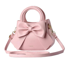 Women Bow Handheld Shoulder Bag Crossbody Fresh And Sweet Girly Style Small Bucket Bag