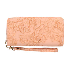 Xshe Women's PVC Material , Zip-Around Wallet with Flower Pattern, Card and Coin Holder