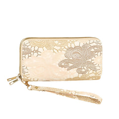 Xshe Women's Zip-Around Wallet with Flower Pattern, Card and Coin Holder