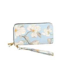 Xshe Women's Zip-Around Wallet with Flower Pattern, Card and Coin Holder