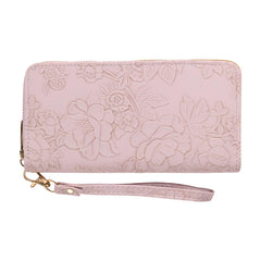 Xshe Women's PVC Material , Zip-Around Wallet with Flower Pattern, Card and Coin Holder