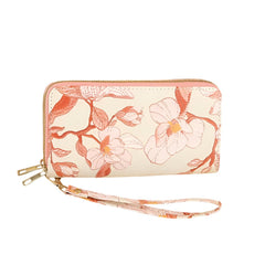 Xshe Women's Zip-Around Wallet with Flower Pattern, Card and Coin Holder