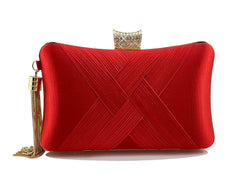 Women Clutch Bag with Chain Shoulder Strap Tassels Fashion Crossbody Bag Elegant Clutch Purse Hand Bag for Dance Wedding Evening Party Prom Bride- Apricot