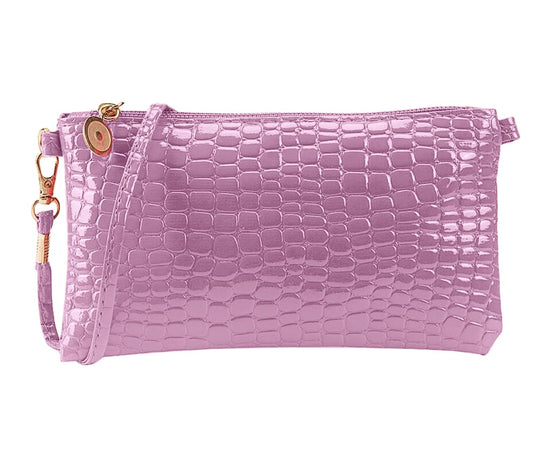 Women Bag Hand-Held Shoulder Crossbody Bag Crocodile Pattern Small Square Leather Bag