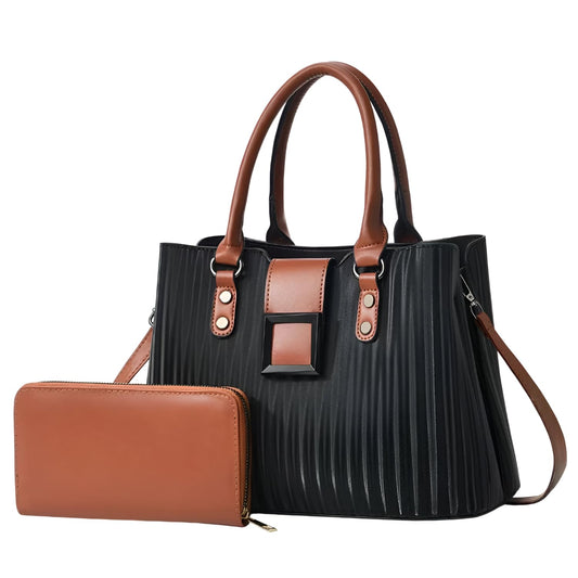 Xshe Pack of 2 Women's Handbag and Clutch Set, Shoulder Bag with Matching Wallet | Macaron-Inspired Stylish Daily Tote