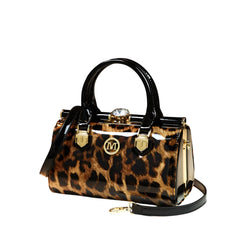 Xshe Women's Elegant Patent Leather Handbag | Rhinestone Clip Shoulder & Messenger Bag | Luxury Glossy Finish Purse