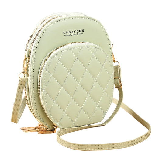 Phone Bag For Women Fashionable Multifunctional Crossbody Shoulder Bag Zipper Solid Green Color Simple Large Capacity Mini