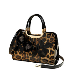 Xshe Women Elegant Floral Embossed Tote Bag – Horizontal Square Design with Zipper Closure – For Daily Use