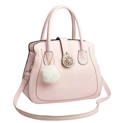 Xshe Women's Oval Handbag Stylish Shoulder Bag with Decorative Pendant & Zipper Closure