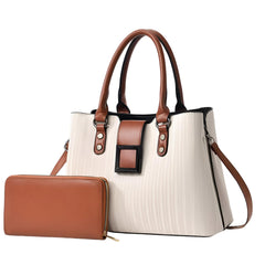 Xshe Pack of 2 Women's Handbag and Clutch Set, Shoulder Bag with Matching Wallet | Macaron-Inspired Stylish Daily Tote