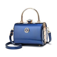 Xshe Elegant Women's Handbag Hard Shell Crossbody with Golden Frame & Gem Top Lock