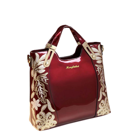 Xshe Women's Elegant Polyester Tote Bag – Beaded Vertical Square Shoulder Handbag with Zipper Closure