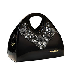 Xshe Women's Gradient Dumpling Bag – Soft Diamond-Embellished Handbag with Zipper Closure – Elegant Daily Shoulder Purse