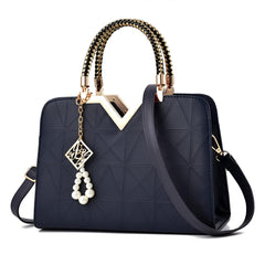 Xshe Women's Designer Handbag with Pearl Charm, Double Braided Handle, Shoulder Messenger Bag