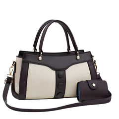 Xshe Women's Handbag and Wallet Set Stylish Shoulder Bag with Contrast Color Stitching, Zipper Buckle Closure Daily Use Fashion Purse