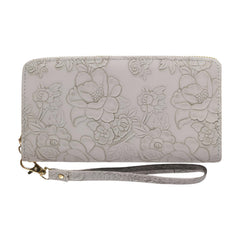 Xshe Women's PVC Material , Zip-Around Wallet with Flower Pattern, Card and Coin Holder