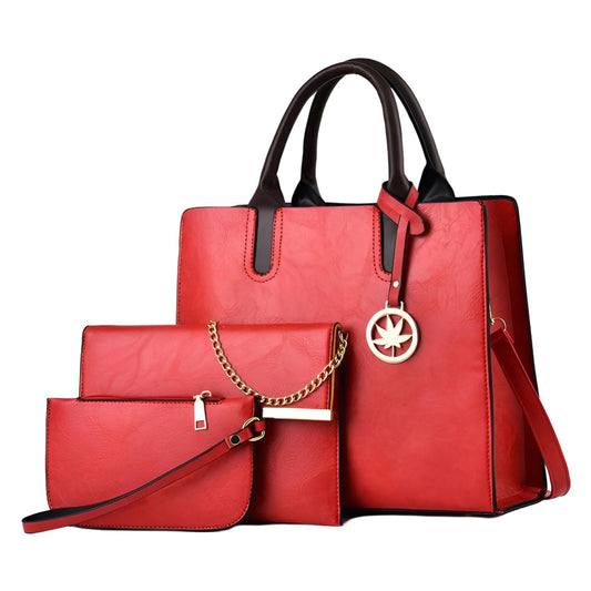 Xshe 3-Piece Women's Handbag, Sling Bag & Wallet Set | Large Capacity Handbag Set | Stylish Shoulder Tote for Daily & Party Use