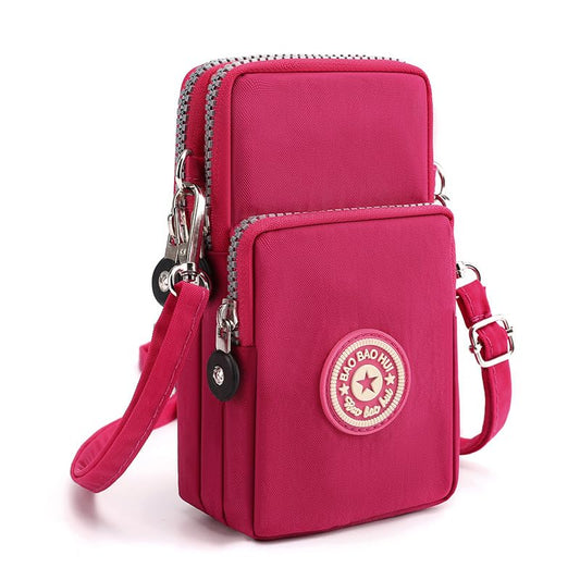 Cross-Body Mobile Phone Bag Women's Cross-Body Red Fabric Mobile Phone Bag Hanging Neck Sports Arm Bag Vertical Wrist Coin Purse